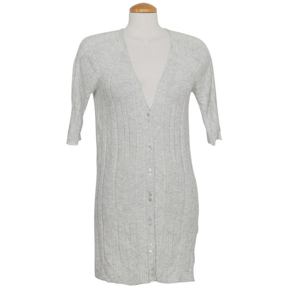 Gray Linen Karma Knit Long Cardigan M